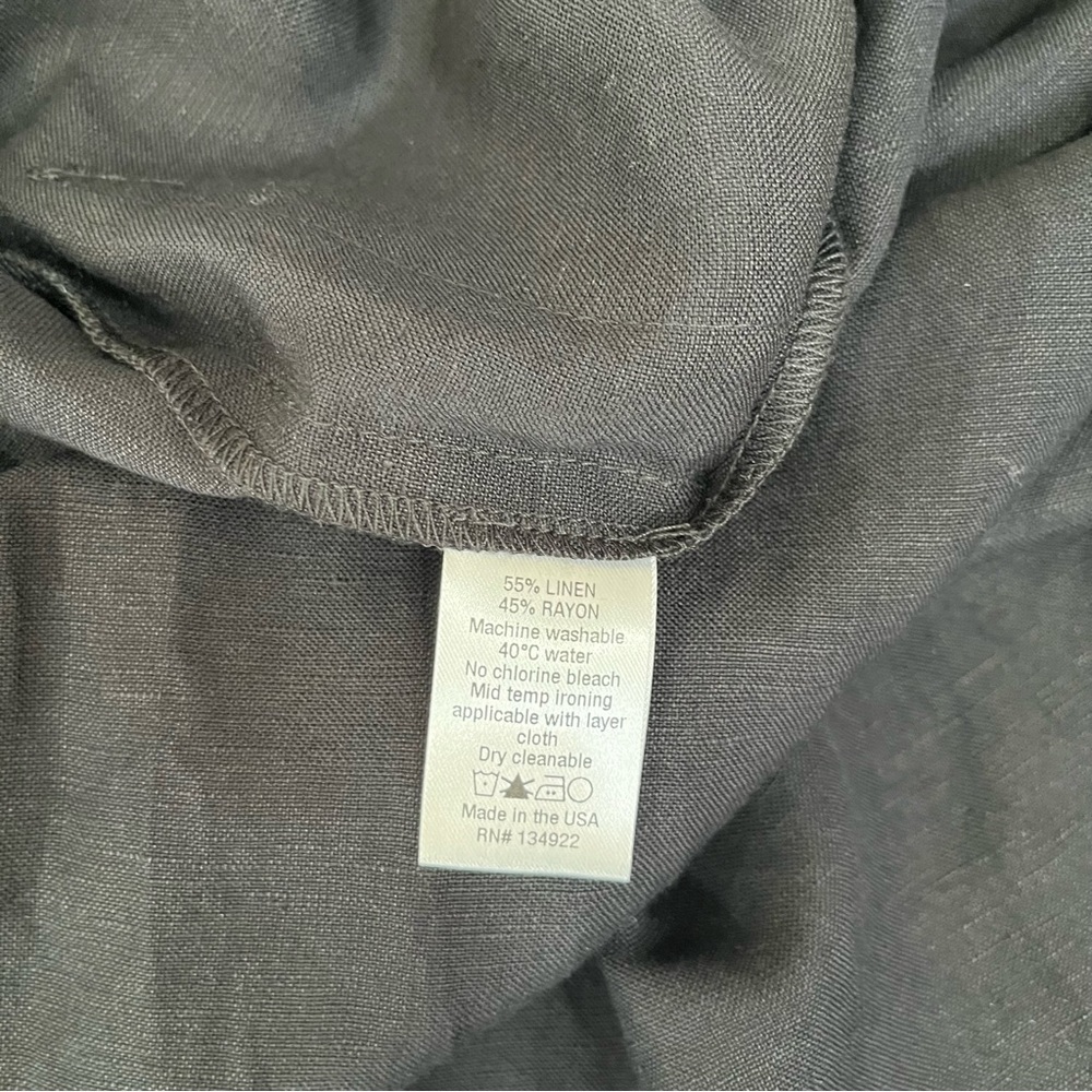 Emerson Fry Desert Midi Dress Black Short Sleeve Full Button Front Linen Blend - Picture 14 of 14